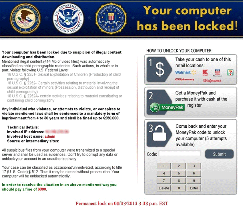 FBI ransomware - your computer has been locked