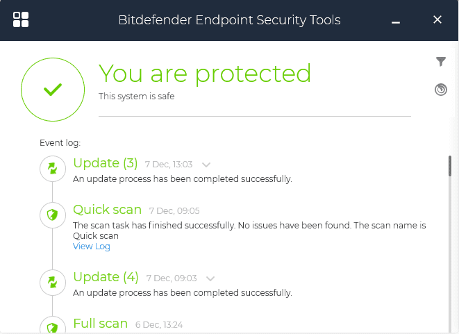 Screenshot of Bitdefender Antivirus software updating and scanning system