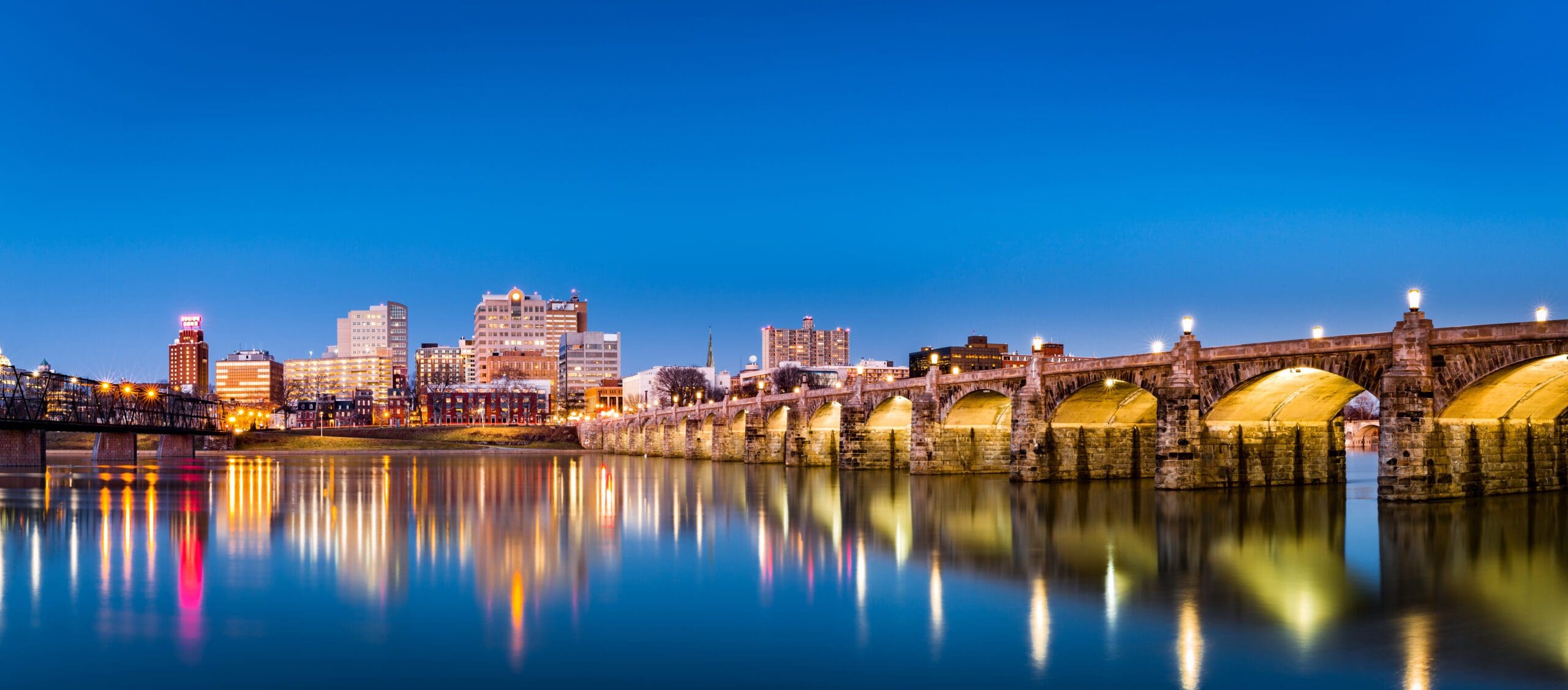 Harrisburg, Pennsylvania skyline with the historic Market Street