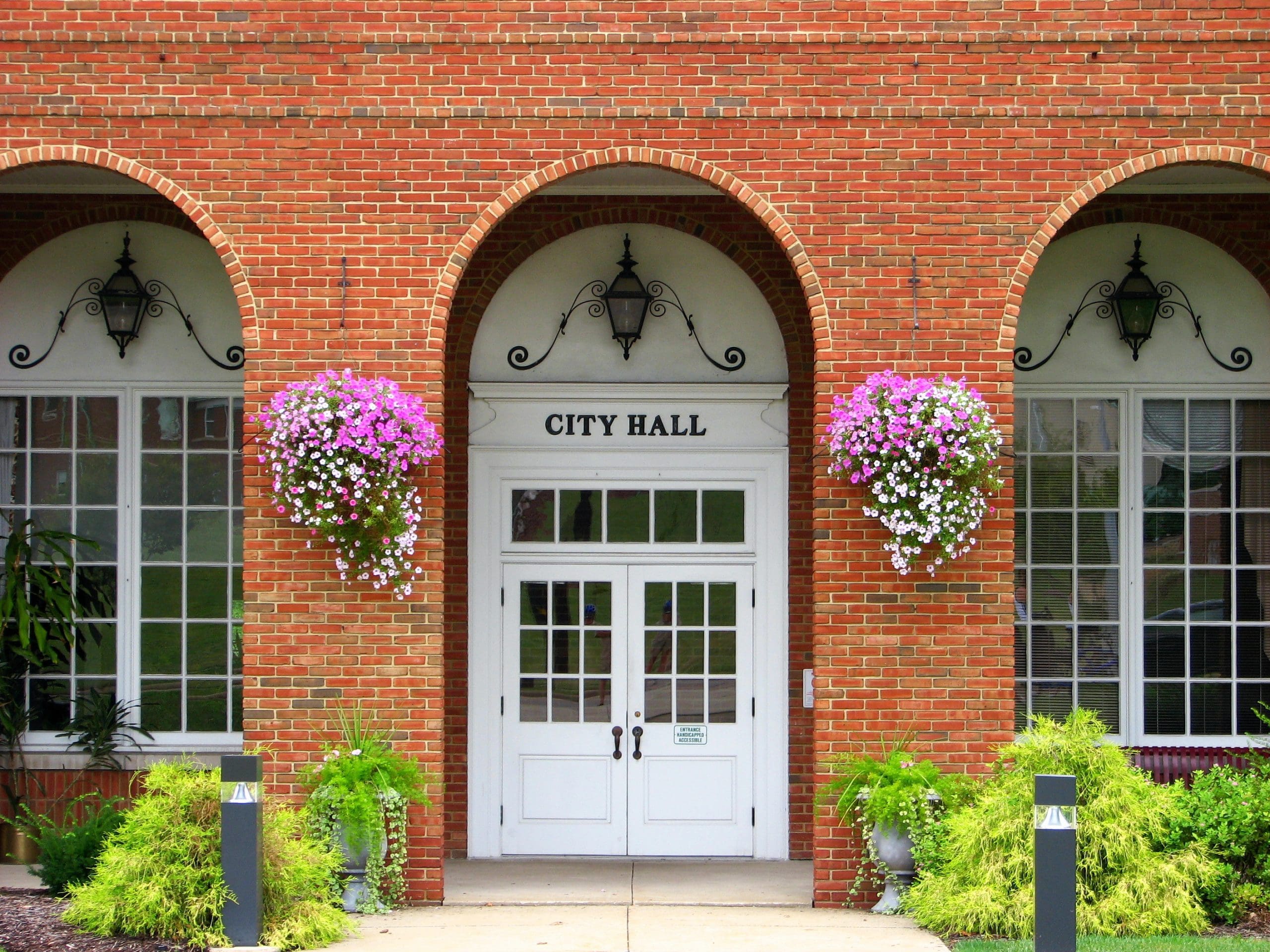 The front entrance of a local government’s city hall