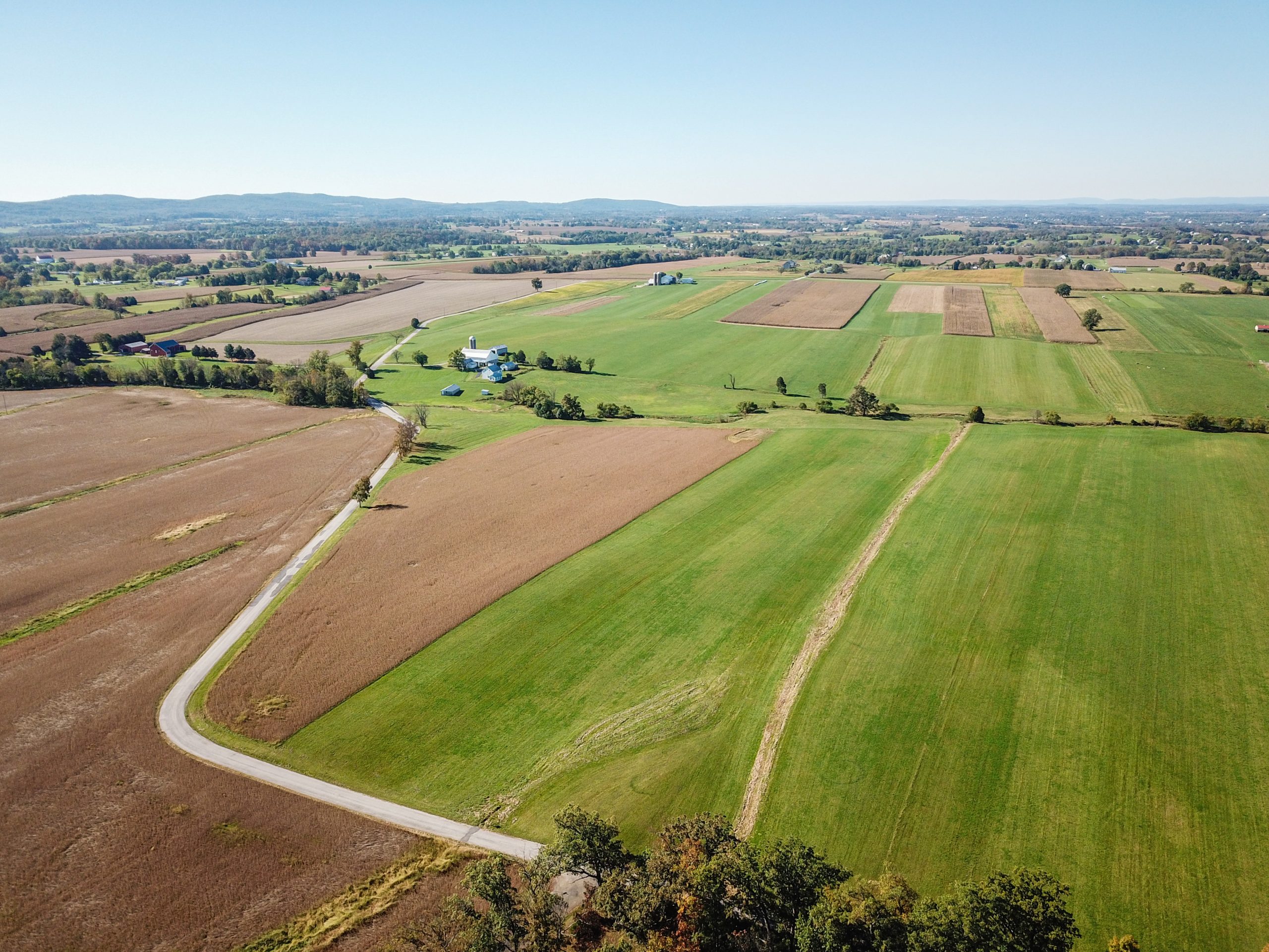 An aerial view of a farm in Dover, PA