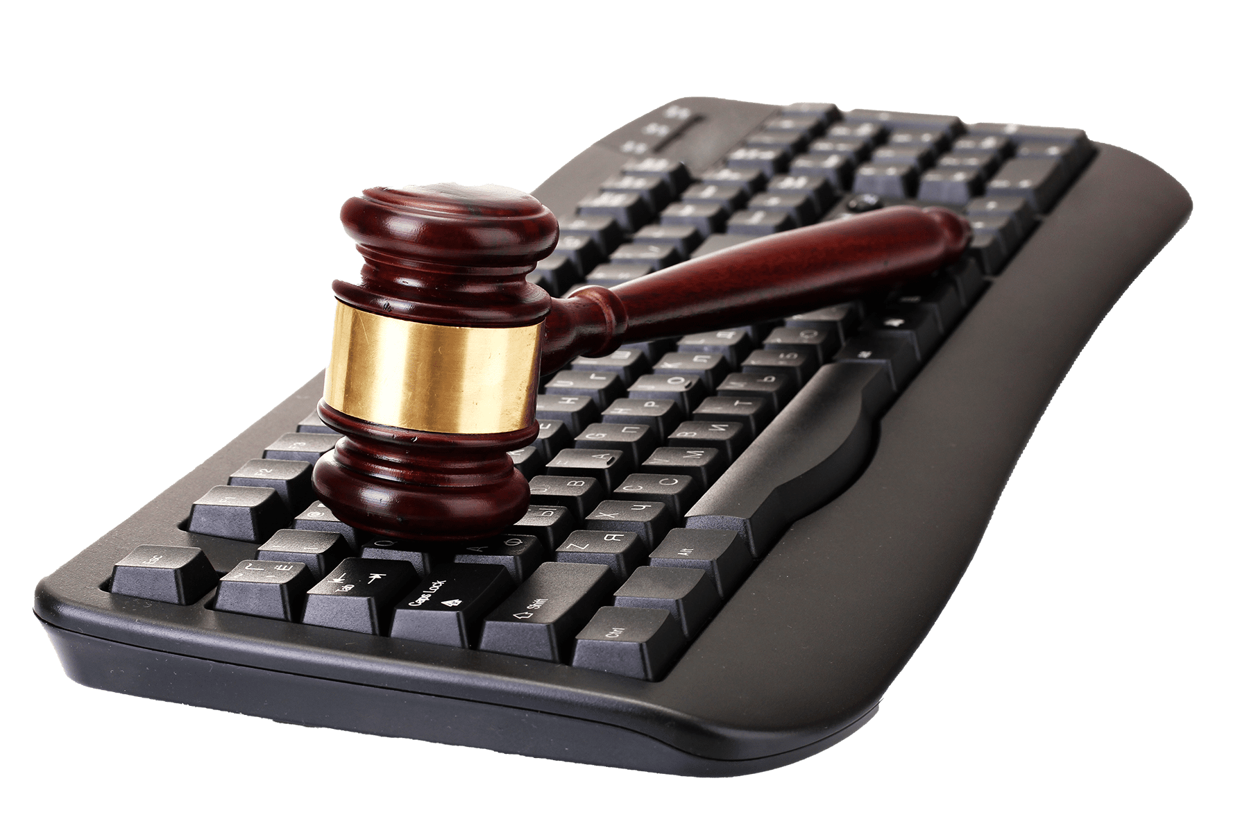 legal gavel on computer keyboard