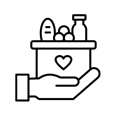 a hand holding food donations